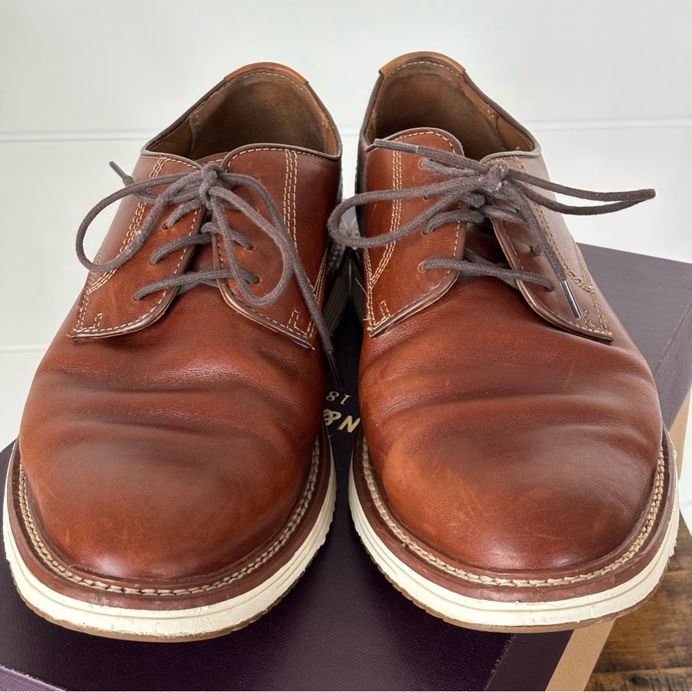 Johnston & Murphy Upton Plain Toe Men's Tan Leather Shoes Size 10 - Picture 15 of 16